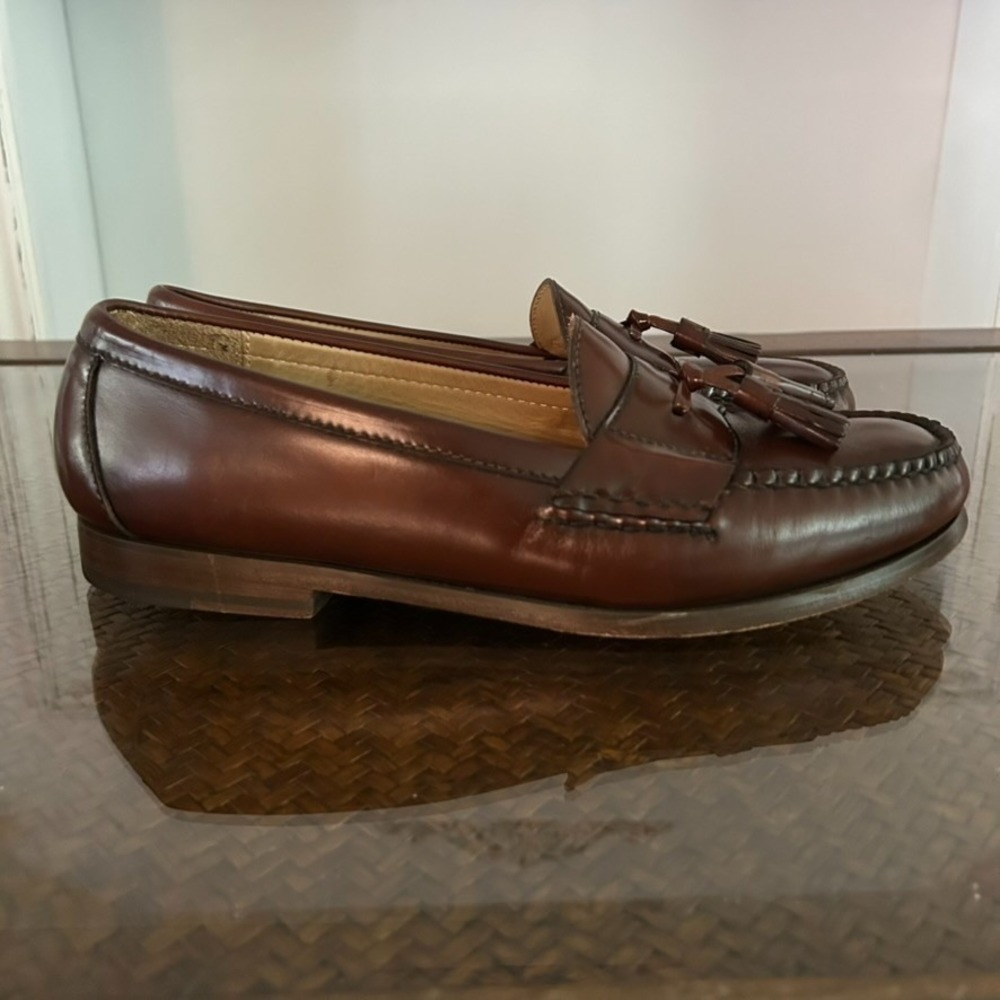 Cole Haan Men's 9.5D Pinch Tassel Leather Loafers Shoes Burgundy Preppy Classic - Picture 3 of 16